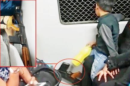 Kids play with GRP rifles, ladies use them as bag stand in Mumbai locals