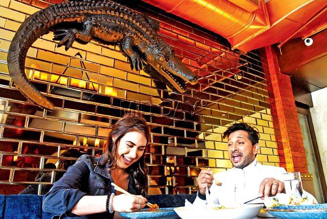 Lauren Gottlieb and Terence Lewis share laughs over a meal at Bastian, Bandra. Pics/Nimesh Dave