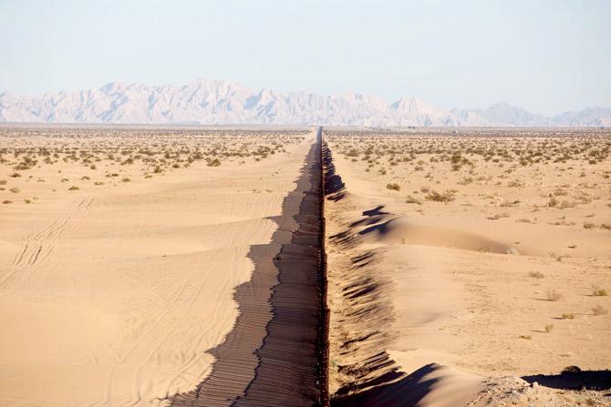 A section of US-Mexico border fence