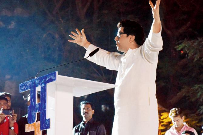 MNS chief Raj Thackeray addressed a rally in Thane yesterday