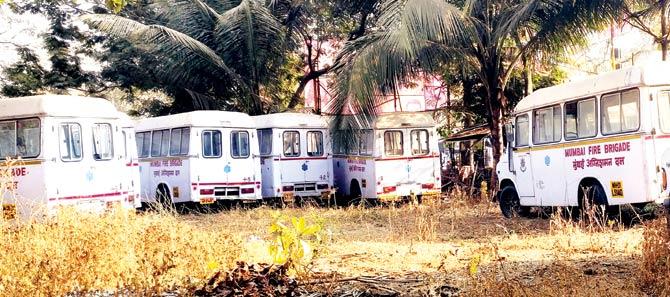 Fire ambulances kept at the Malad Fire station. File pic