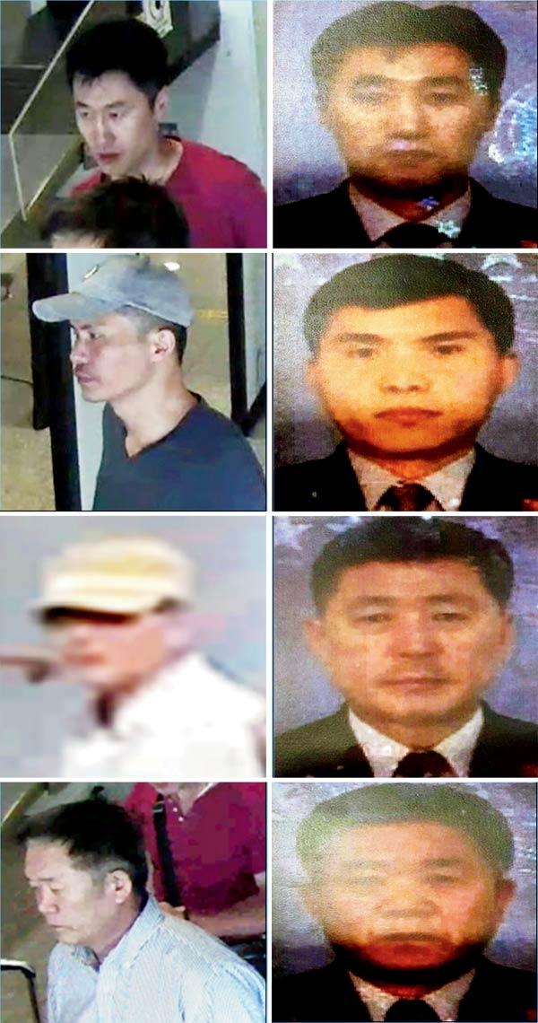 Pictures released by the Royal Malaysian Police showing the North Korean suspects.. Pic/AFP