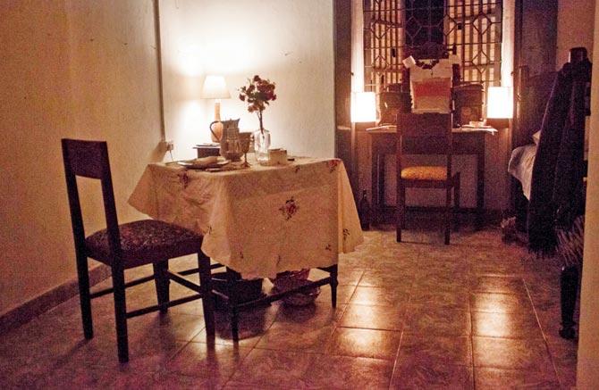 The setting of my room for my performance, "The Miracle of the Loaves and the Fish" at HH Art Spaces, Goa. Pic/Dheer Kaku