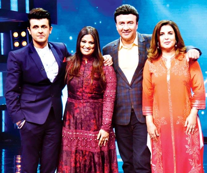 Sonu Nigam, Richa Sharma, Anu Malik and Farah Khan