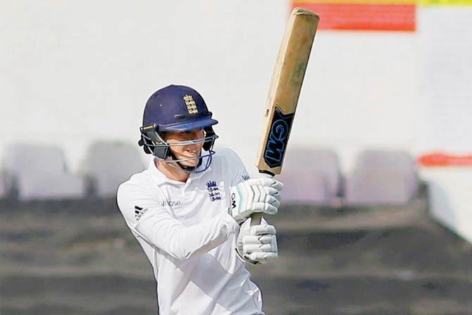 England U-19 batsman George Bartlett plays a shot on the leg side yesterday. pic/pti 
