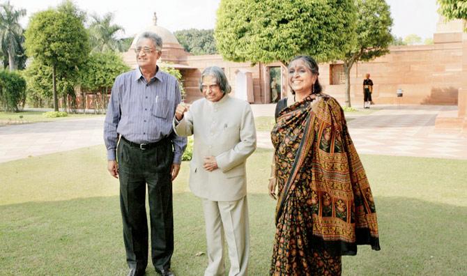 Aravamudan and wife Gita with President Kalam at Rashtrapati Bhawan in 2007
