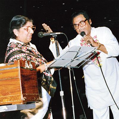 On stage with Kishore Kumar