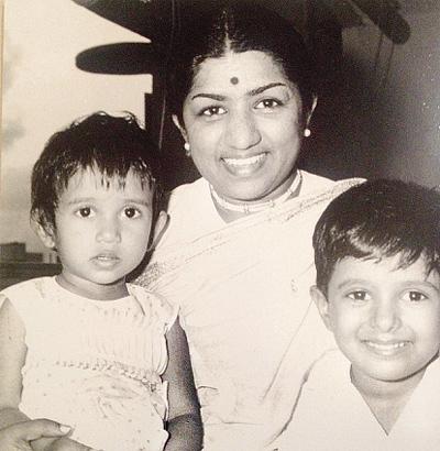 Lata With young Rachana Shah and her brother