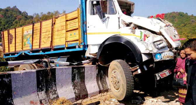 The truck that the people travelled in. Pic/AFP