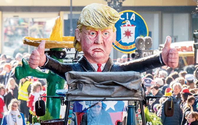 A float featuring US President Donald Trump in a fools parade through Frankfurt am Main. Pic/AFP