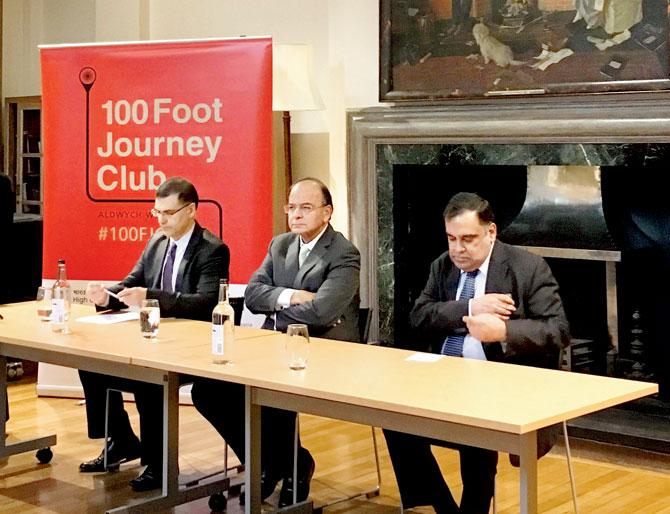 Union Finance Minister Arun Jaitley at the London School of Economics to speak on ‘Transforming India’ in London over the weekend. Pic/PTI