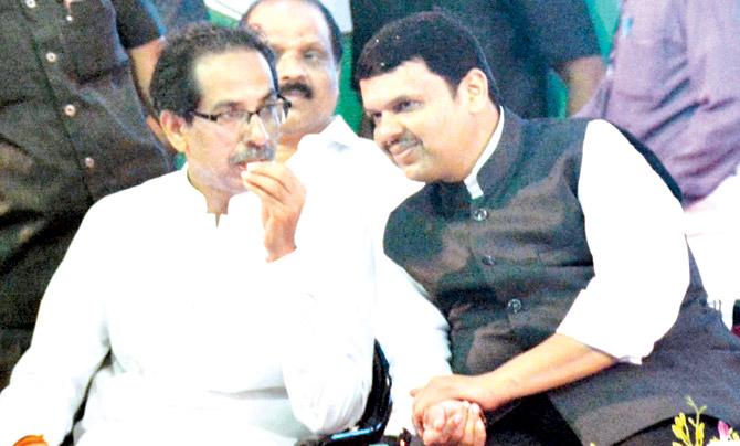 In happier times: Sena chief Uddhav Thackeray with CM Devendra Fadnavis