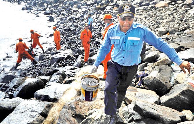 Members of the Pollution Response Team at work