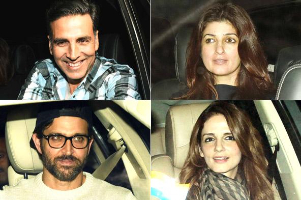 Photos: Akshay, Twinkle and Hrithik, Sussanne watch 