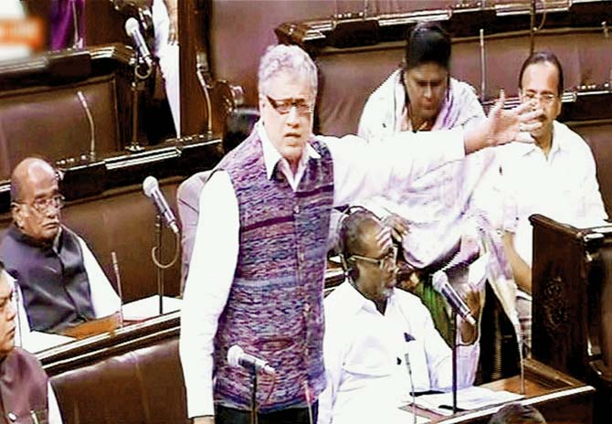 TMC leader Derek O’Brien lashes out at Twitter trolls in Parliament on February 2. Pic/PTI