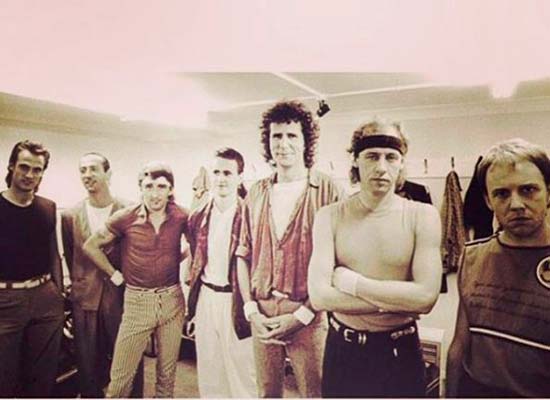A dated photo of Dire Straits with Mark Knopfler (second, right)