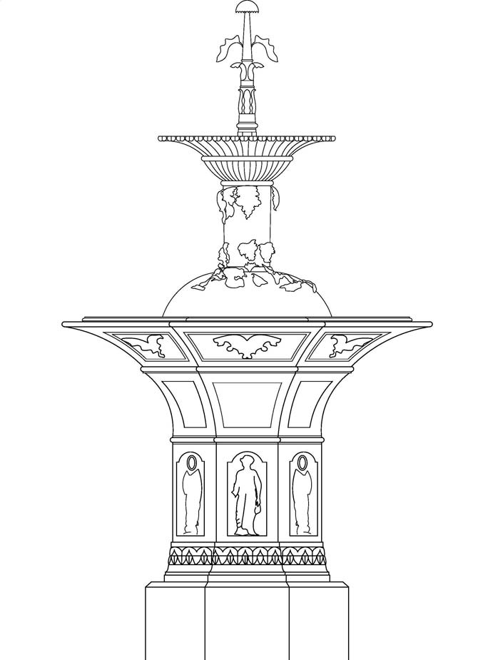 A line drawing of the structure
