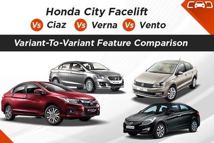 Honda City Facelift vs Ciaz vs Verna vs Vento: Variant-to-variant feature comparison