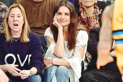 Katie Holmes attends basketball game