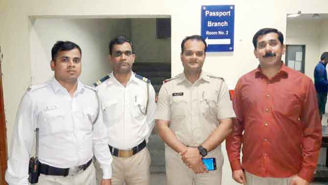(From left) Constables Dhanraj Ahir and Manesh Bachhav, Assistant Inspector Pravin Pande, and constable Siddharth More formed the team that nabbed the rash driver