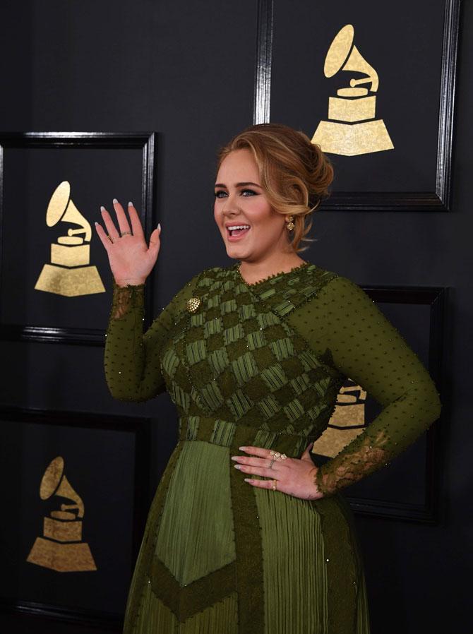 Adele arrives for the 59th Grammy Awards pre-telecast on February 12, 2017, in Los Angeles, California