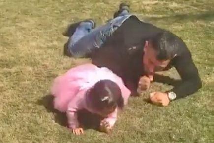 Watch video: MS Dhoni and daughter Ziva's military crawling race is cute