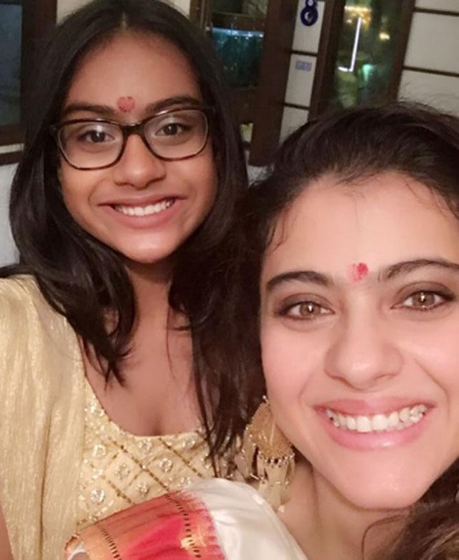 Nysa with her mother Kajol