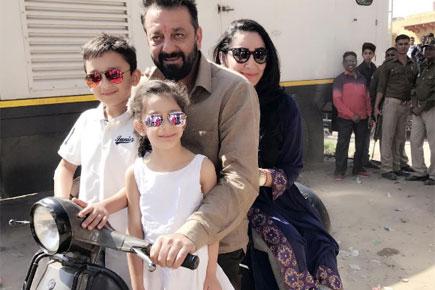 Sanjay Dutt takes a scooter ride with wife Maanayata and kids
