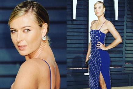 Maria Sharapova looks hot in thigh-slit blue dress at Oscars after-party