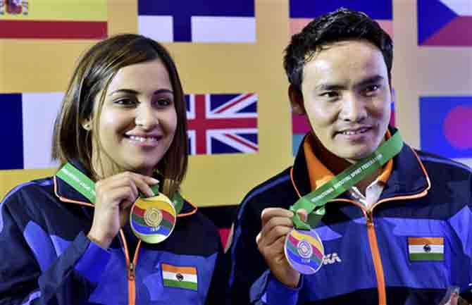 Jitu Rai, Heena Sidhu win gold in mixed event for 10m air pistol at Shooting World Cup