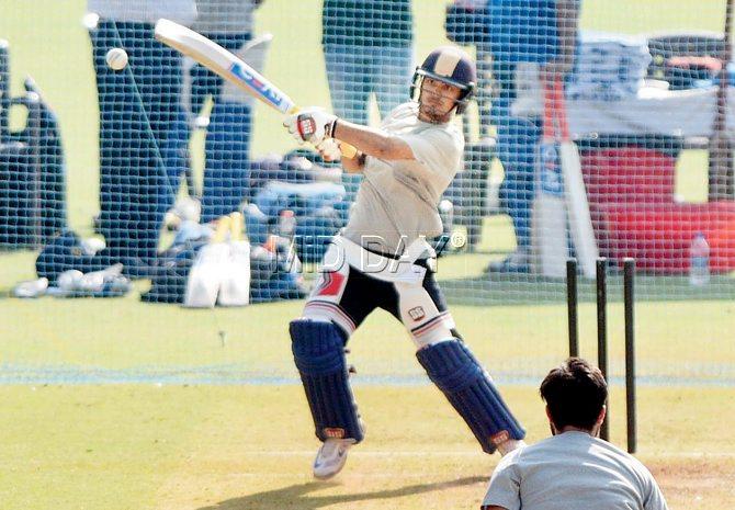 India A’s Ishan Kishan during nets ahead of today’s warm-up tie versus England at Brabourne Stadium. Pic/Suresh Karkera