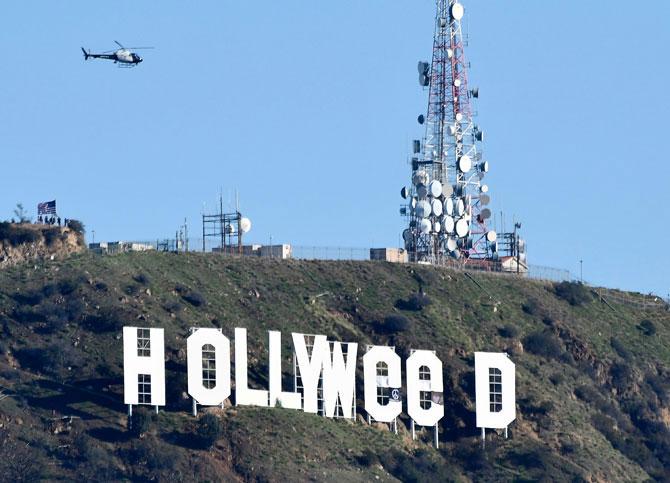 Hollywood sign vandalised to read 