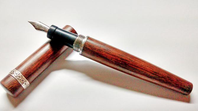 A Handmade Fountain Pen made of Rosewood