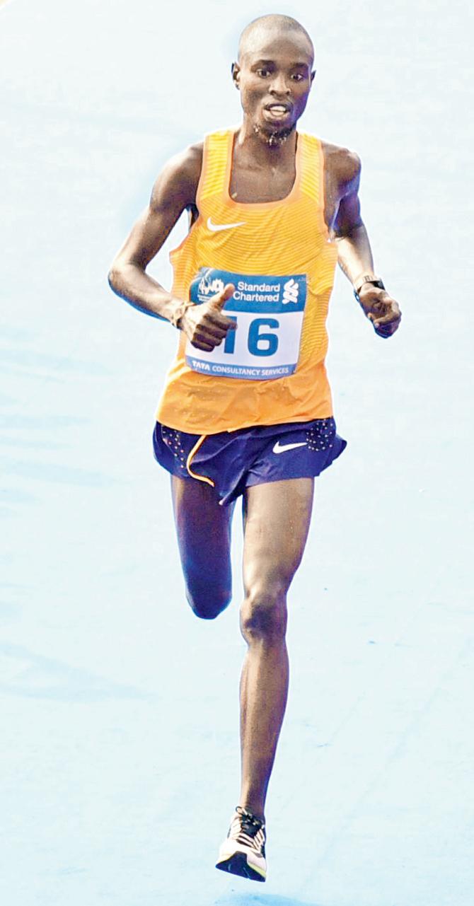 Kenya’s Joshua during the marathon. Pic/Shadab Khan