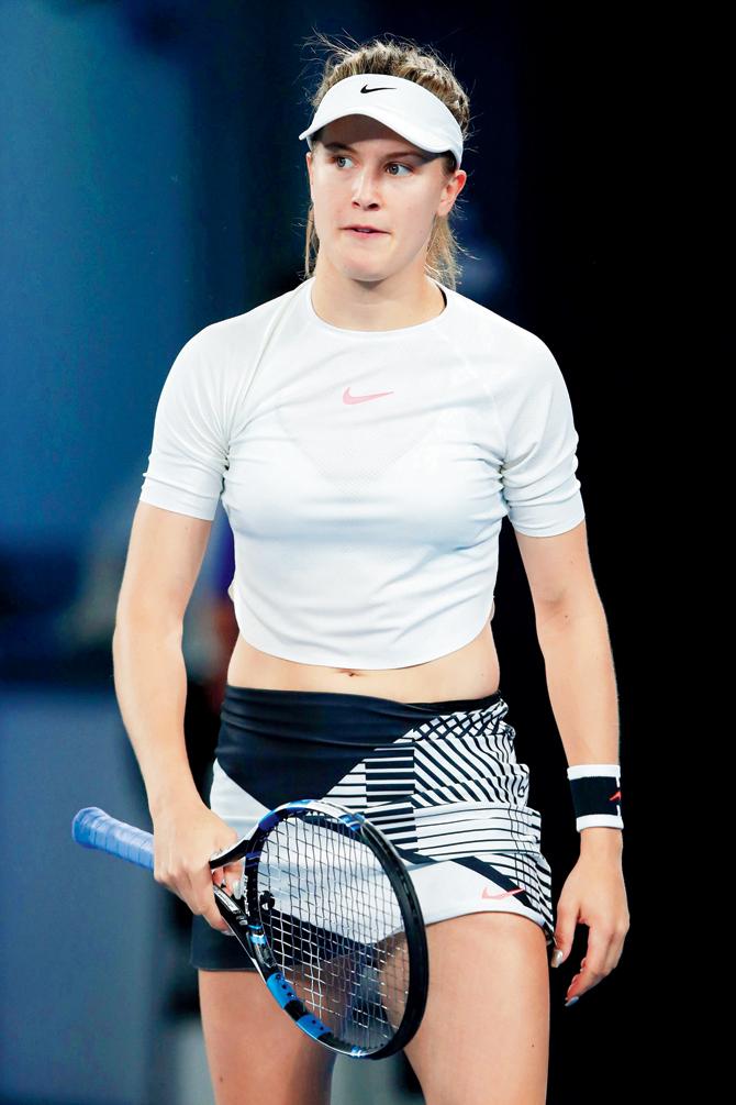 Canada’s Eugenie Bouchard cuts a forlorn figure after her loss to US’ Coco Vandeweghe Pic/getty image