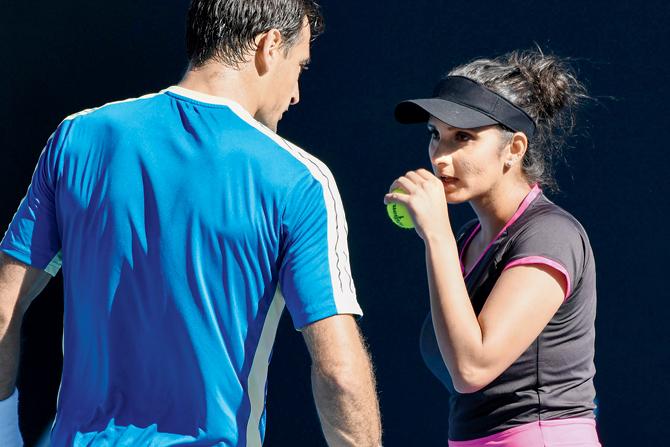 Sania Mirza (right) and her partner Ivan Dodig yesterday. Pic/AFP