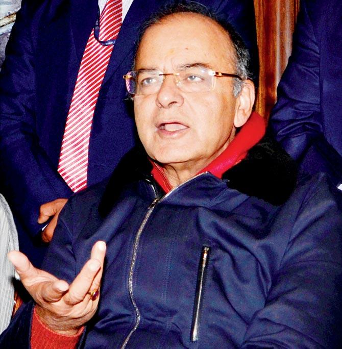 Union Finance Minister and BJP leader Arun Jaitley during a press conference in Amritsar. Pic/PTI
