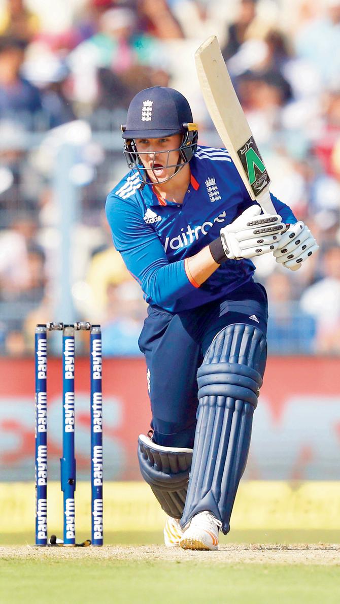 Jason Roy plays a cover drive. Pic/AP/PTI