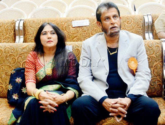 Former India cricketer Sandeep and wife Deepa Patil at the Ruia College in Matunga on Saturday. Pic/Bipin Kokate