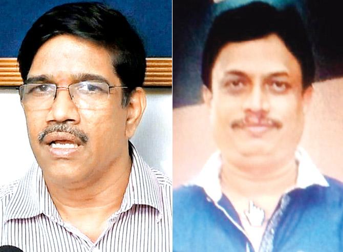 Prakash Kulkarni, the suspended official, is on the run; (right) Kishor Dhole, the computer operator, who has also been booked