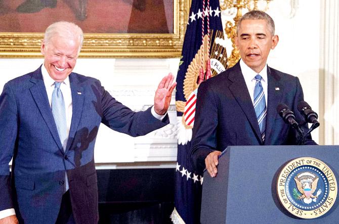 Former US Vice President Joe Biden and former President Barack Obama. Pic/AFP