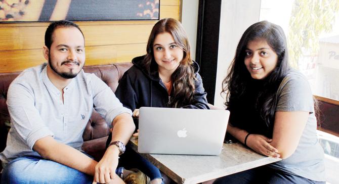 The core Ek Plate team, (from left) Harsh Shah, Anaita Siganporia and Pooja Singh. Pic/poonam bathija