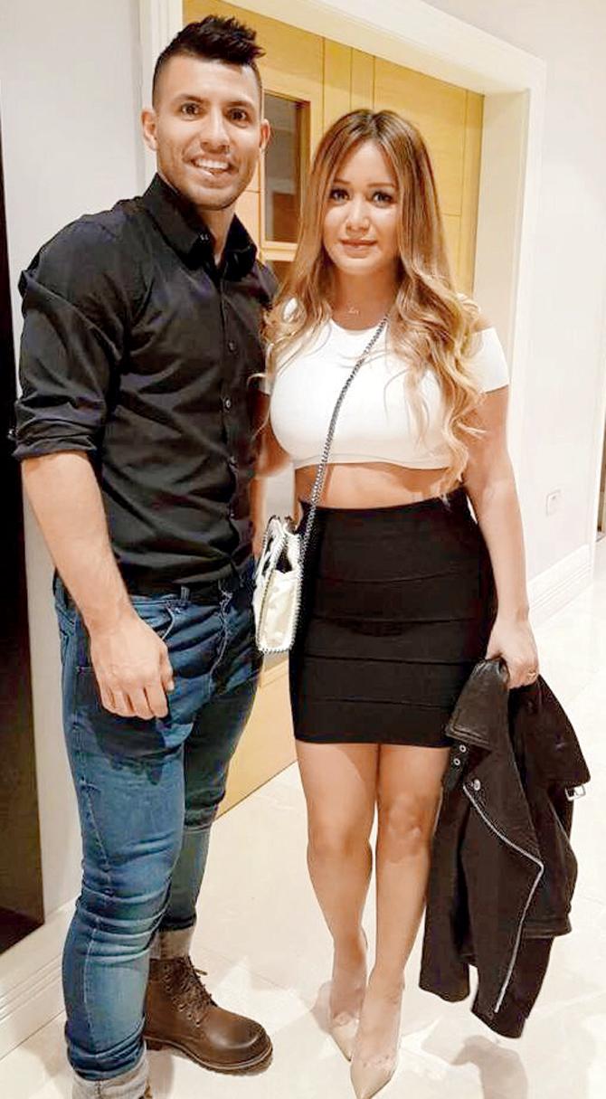 Footballer Sergio Aguero and partner Karina Tejeda