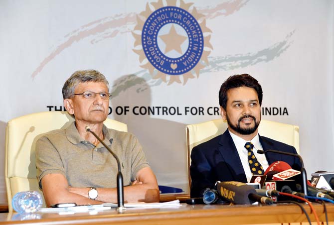 Ajay Shirke and Anurag Thakur, the outgoing BCCI secretary and chief respectively
