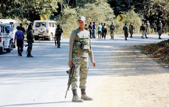 An Army operation close to the ambush site. Pic/PTI