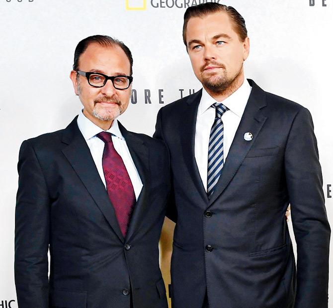 Fisher Stevens and Leonardo DiCaprio. Pic/AFP