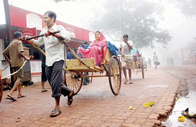 After the toy train was stopped last year, tourists have to travel on hand-pulled carts, horseback or walk to reach the place. Representation pic