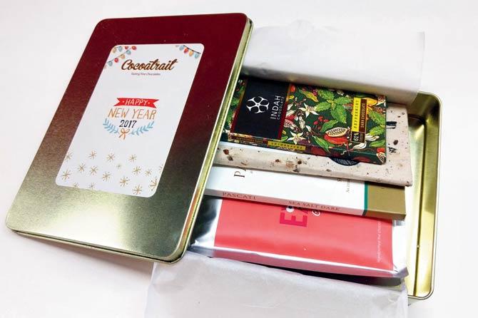 Our subscription tin contained three Indian  chocolate bars and two from the in-house brand