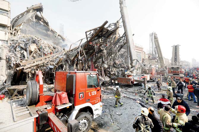 The 15-storey Plasco building, after the collapse. Pic/AFP