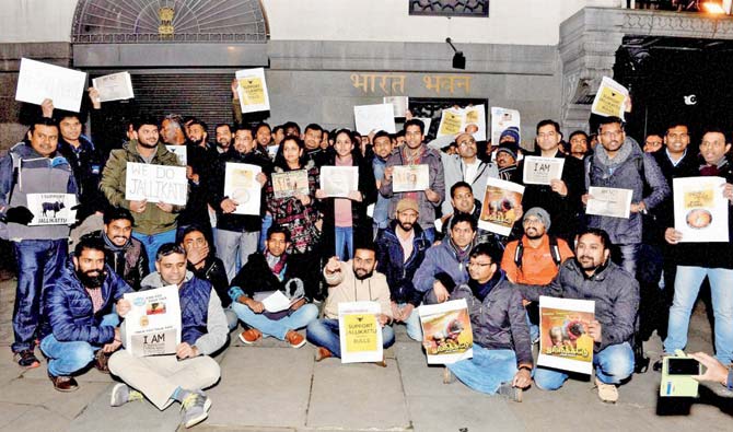 Tamils protest at the Indian High Commission at London